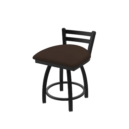 Holland Bar Stool Co 18" Low Back Swivel Vanity Stool, Black Wrinkle, Rein Coffee Seat 41118BW025